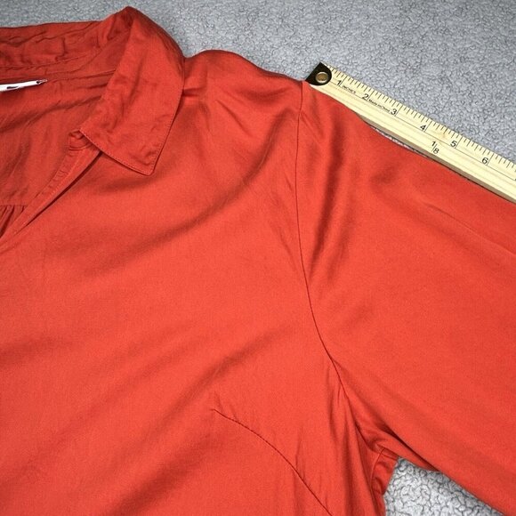 J Jill Top Rust 2X Soft Luxe Button-Front Shirt Intense Rust Flowy Office Classy - Picture 10 of 13